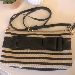 KATE SPADE Black/Neutral Textured Stripe Crossbody